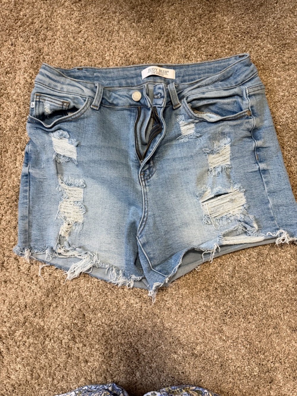 Judy Blue Washed Blue Distressed Cutoff Denim Shorts